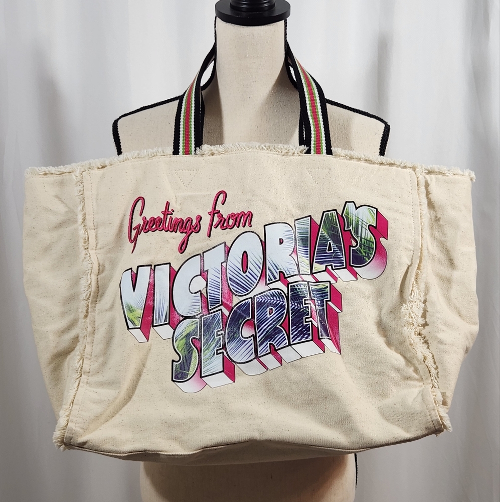 Victoria's Secret Canvas Bag Tote Vacation Travel Girly